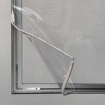 Parete divisoria in alluminio stretch in frame, incluso banner in PVC trasparente