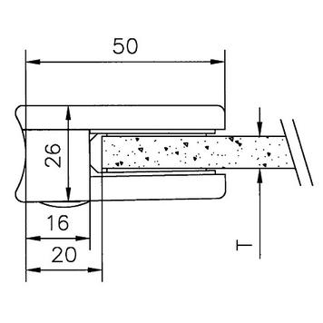 Clip per vetro per il montaggio su tubi di diametro da 38,1 a 42,4 mm / 6 e 8 mm