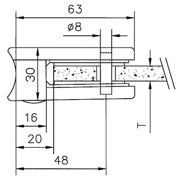 Clip per vetro per il montaggio su tubi di diametro da 48,3-50,8 mm/ 6 e 8 mm
